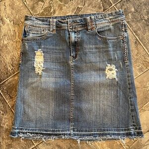 GOODTIME JEANS Distressed Denim Skirt Stitching Details Western Y2K Cowgirl